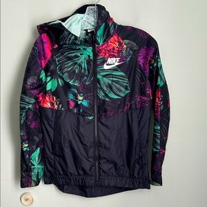 Nike Black Windbreaker with Floral Design